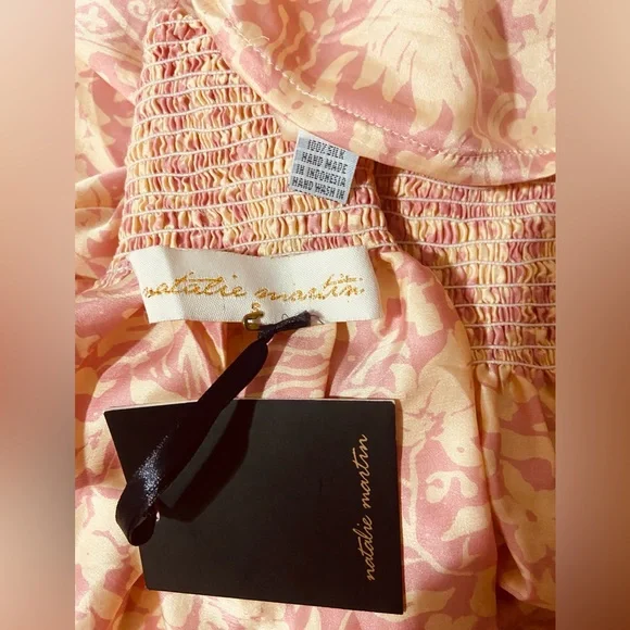 New”NATALIE MARTIN Bella silk skirt floral-SMALL- in cream & light pink - Picture 6 of 6